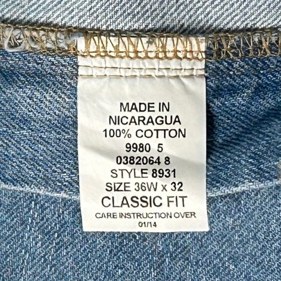 Saddlebred Mens 36x32 Straight Leg Classic Fit Denim Blue Jeans Pants - Picture 6 of 13